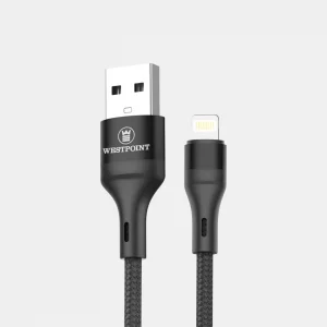 West Point Lightening Data Cable, 1m, Black & Grey, WP-333