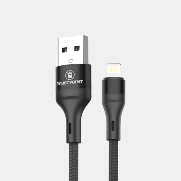 West Point Lightening Data Cable, 1m, Black & Grey, WP-333