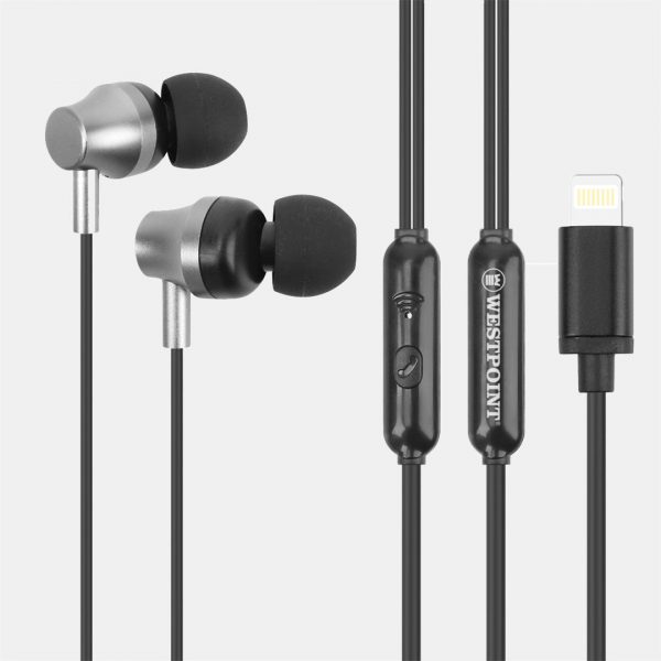 West Point Ultimate Stereo Lightening Earphones, Black, WP-413