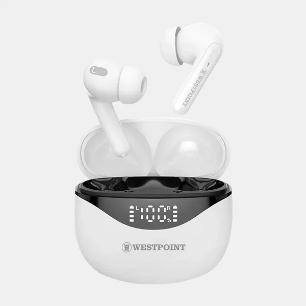 West Point Sound Stream Wireless ANC Earbuds, White, WP-110